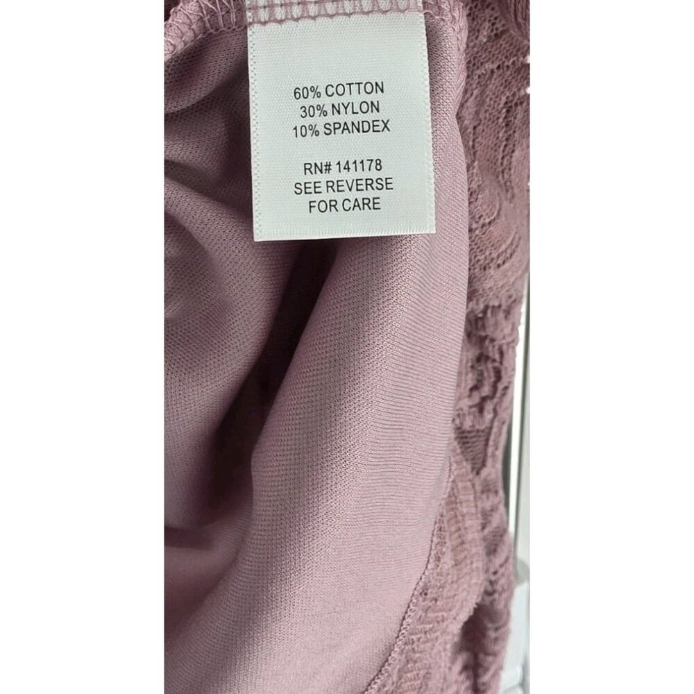 La Peche Mauve Lace Boho Top M Long Sleeve Floral Bridal Babydoll Cotton Blend - Picture 6 of 10